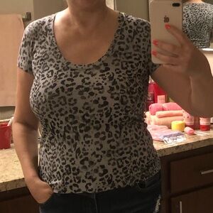Lucky Brand Gray and Black Patterned Top